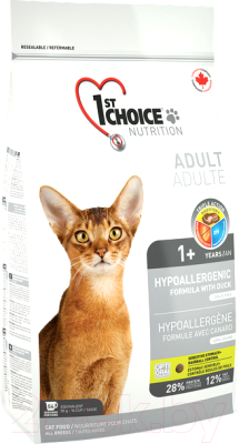 Сухой корм для кошек 1st Choice Adult Hypoallergenic Duck (5.44кг)