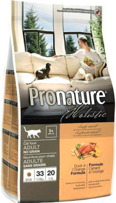 Сухой корм для кошек Pronature Holistic Grain Free Adult Duck & Orange (2.72кг)