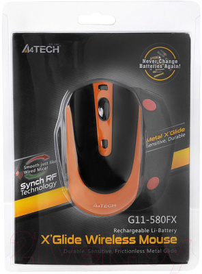 Мышь A4Tech G11-580FX-3 (черный/оранжевый)