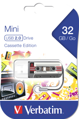 Usb flash накопитель Verbatim Mini Cassette Edition 32Gb / 49391 (темно-серый)