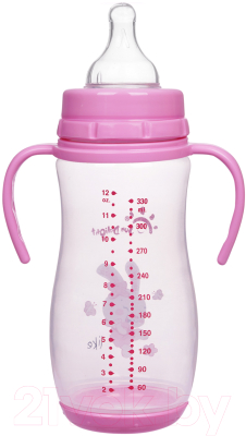 Бутылочка для кормления Sun Delight С широким горлышком и съемными ручками / 31359 (330мл, розовый)