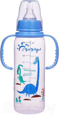 Бутылочка для кормления Sun Delight Стандартная со съемными ручками / 80B2H (250мл, синий)