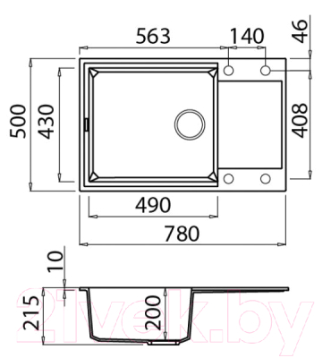 Мойка кухонная Elleci Easy 310 Full Black G40 / LGY31040