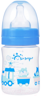 

Бутылочка для кормления Sun Delight, Прозрачный;синий, С широким горлышком / 31567
