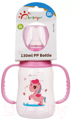 Бутылочка для кормления Sun Delight Со съемными подвижными ручками / 31159 (130мл, розовый) — фото 2