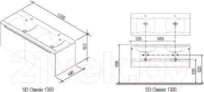Тумба под умывальник Ravak Classic SD-1300 / X000000958 (капучино/белый)