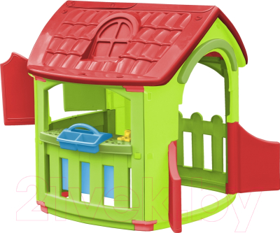 Домик для детской площадки PalPlay Гараж 664 (салатовый/красный/голубой)