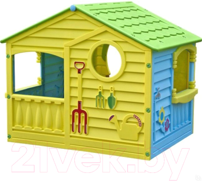 Домик для детской площадки PalPlay Коттедж 560 (салатовый/зеленый/голубой)