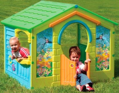 Домик для детской площадки PalPlay Коттедж 560 (салатовый/зеленый/голубой)
