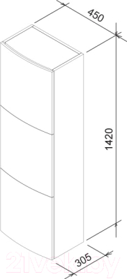 Шкаф-полупенал для ванной Ravak SB Evolution / X000000780 (белый/белый)