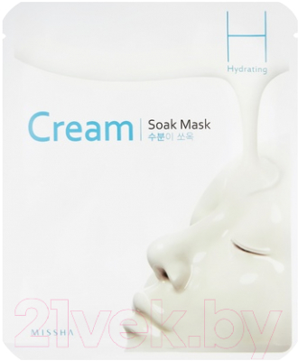 Маска для лица тканевая Missha Cream-Soak Hydrating (23г)