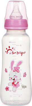 Бутылочка для кормления Sun Delight Выпуклая / 31257 (240мл, розовый)