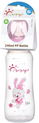 Бутылочка для кормления Sun Delight Выпуклая / 31257 (240мл, розовый)