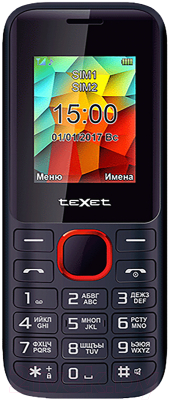 Мобильный телефон Texet TM-129 (черный/красный)