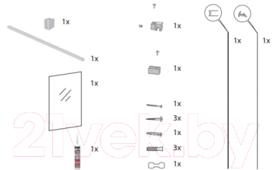 Крепления для душевой стенки Ravak Wall/Corner W SET-900 / GWD01000A094