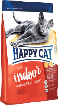 Сухой корм для кошек Happy Cat Supreme Indoor Voralpen-Rind Alpine Beef (10кг)