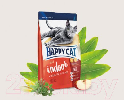 Сухой корм для кошек Happy Cat Supreme Indoor Voralpen-Rind Alpine Beef (0.3кг)