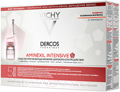 Ампулы для волос Vichy Dercos Aminexil Intensive 5 против выпадения для женщин (21шт)