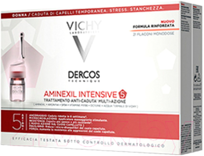 Ампулы для волос Vichy Dercos Aminexil Intensive 5 против выпадения для женщин (21шт)