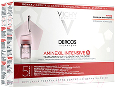 Ампулы для волос Vichy Dercos Aminexil Intensive 5 против выпадения для женщин (21шт)