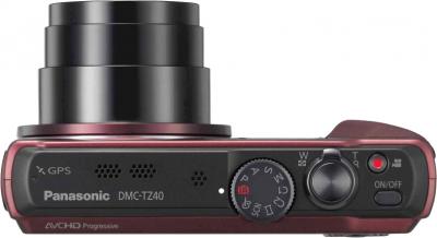 Компактный фотоаппарат Panasonic Lumix DMC-TZ40EE-R (Red) - вид сверху