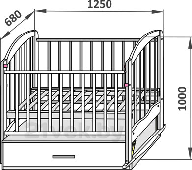 Детская кроватка СКВ 112005 (береза) - размеры