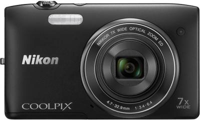 Компактный фотоаппарат Nikon Coolpix S3400 (Black) - вид спереди
