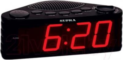 Радиочасы Supra SA-30FM (черно-красный) - общий вид