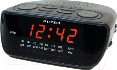 Радиочасы Supra SA-36FM (черно-красный) - общий вид