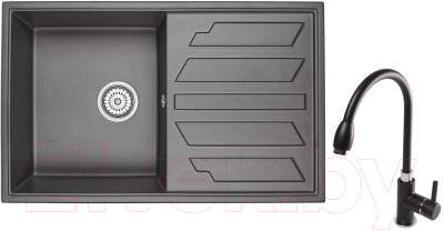 Комплект сантехники GRANULA GR-8002 + смеситель Yota 25-03/L (черный)
