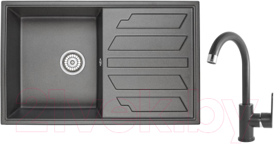 Комплект сантехники GRANULA GR-8002 + смеситель 35-05 (черный)