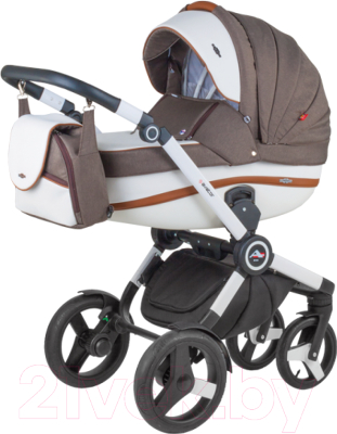Детская универсальная коляска Adamex Avator standard R3 2 в 1 (белый/бежевый)
