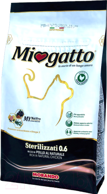 Сухой корм для кошек Miogatto Sterilizzati 0.6 Chicken (1.5кг)