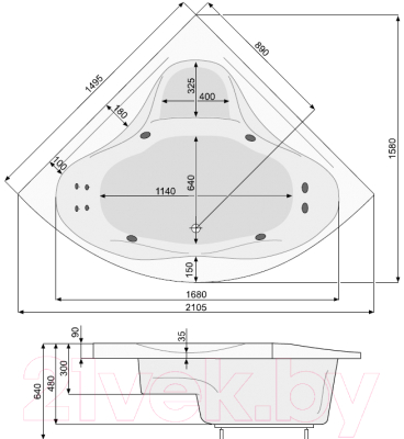 Ванна акриловая Poolspa Francja 150x150 Economy 2 / PHS3410SO2C0000