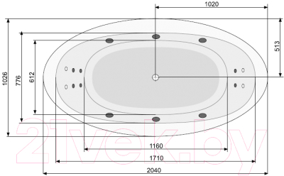 Ванна акриловая Poolspa Aura 204x103 Titanium / PHRVO10STTC0000