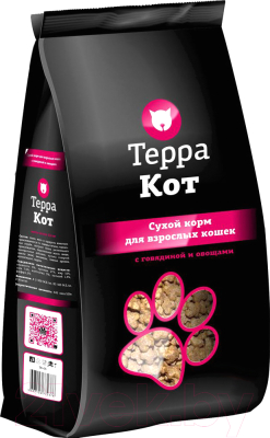 Сухой корм для кошек ТерраКот С говядиной и овощами TRK007 (2кг)