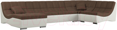 Кресло мягкое Woodcraft Монреаль (коричневая рогожка/белый кожзам) - вариант сборки модульной системы