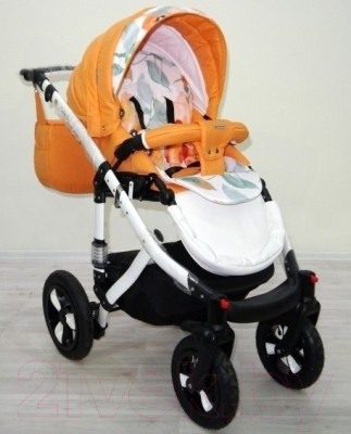 Детская универсальная коляска Adamex Galactic 2 в 1 (оранжевая акварель/оранжевый 87G)
