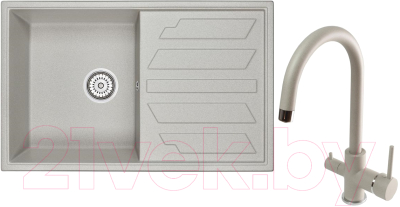 

Мойка кухонная Granula, GR-8002 + смеситель Spring 35-09L