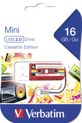 Usb flash накопитель Verbatim Mini Cassette Edition 16GB / 49398 (красный)