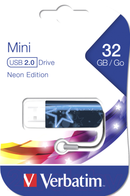 Usb flash накопитель Verbatim Mini Neon Edition 32GB / 49389 (лазурный)