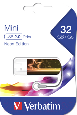 Usb flash накопитель Verbatim Mini Neon Edition 32GB / 49388 (оранжевый)