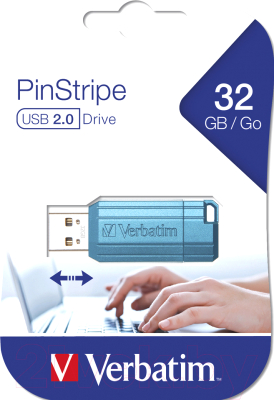 Usb flash накопитель Verbatim PinStripe Caribbean 32GB / 49057 (голубой)