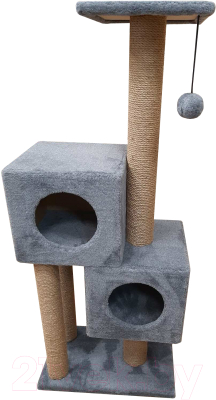 Комплекс для кошек Cat House Двойной домик 1.27 (джут серый)