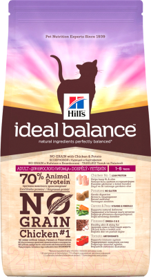 Сухой корм для кошек Hill's Ideal Balance Adult No Grain Chicken & Potato (2кг)