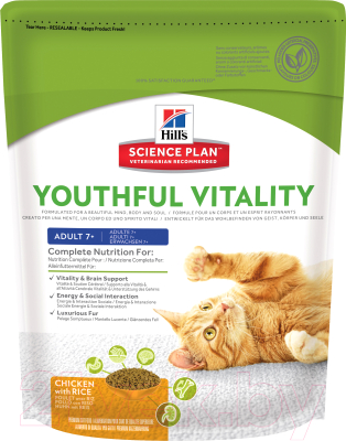 Сухой корм для кошек Hill's Science Plan Adult 7+ Youthful Vitality Chicken & Rice (0.25кг)