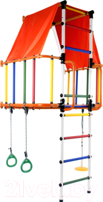 Детский спортивный комплекс Формула здоровья Индиго-L Плюс (оранжевый/белый/радуга)