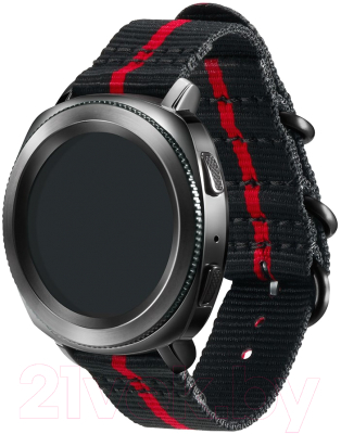 Ремешок для умных часов Samsung Gear Sport Premium Nato / GP-R600BREECAI (черный красный)