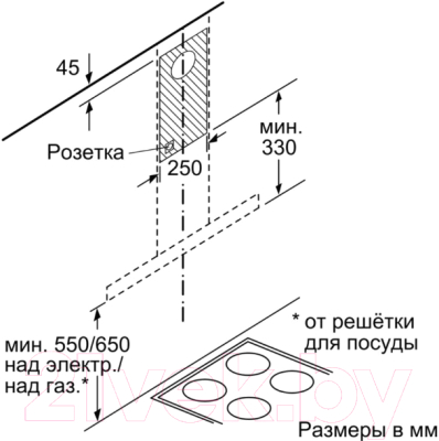 Вытяжка Т-образная Bosch DWB66BC50