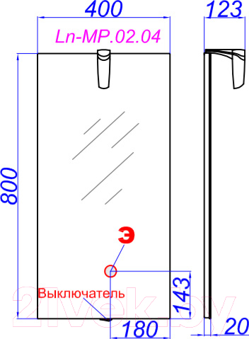 Зеркало Aqwella Лайн / Ln-MP.02.04/W